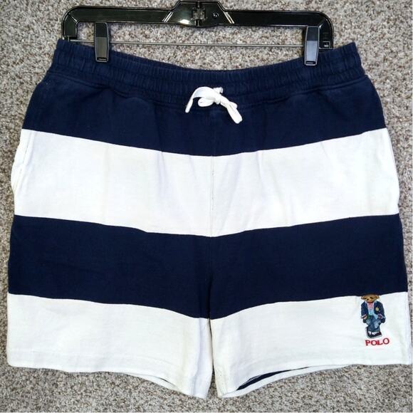 Polo Ralph Lauren Other - Ralph Lauren Polo Bear Navy Striped Shorts Relaxed Fit Cruise Vacay Size M